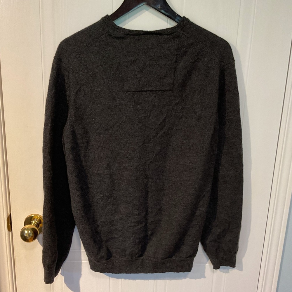 Calvin Klein V-Neck Sweater Mens XXL Gray Excellent Merino Wool Knit Pullover - Picture 3 of 3